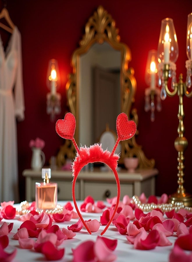 WLngtv Heart Headband Red Sequin Love-shaped Head Valentine's Day Headband Hair Accessories Dress Accessories for Valentine Party Props Hats and Caps, Red Sequin Love Design, Party Hair Accessories - Image 3